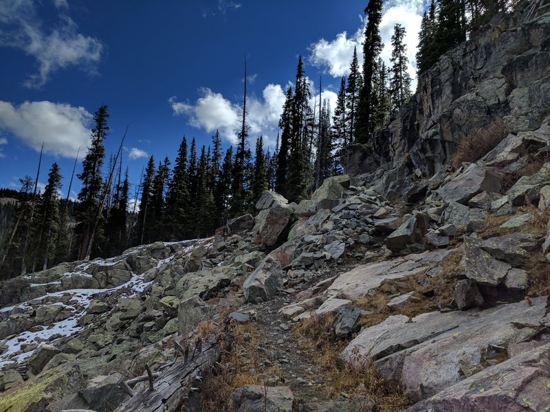 The Grouse Creek Trail heads through the cliffs.