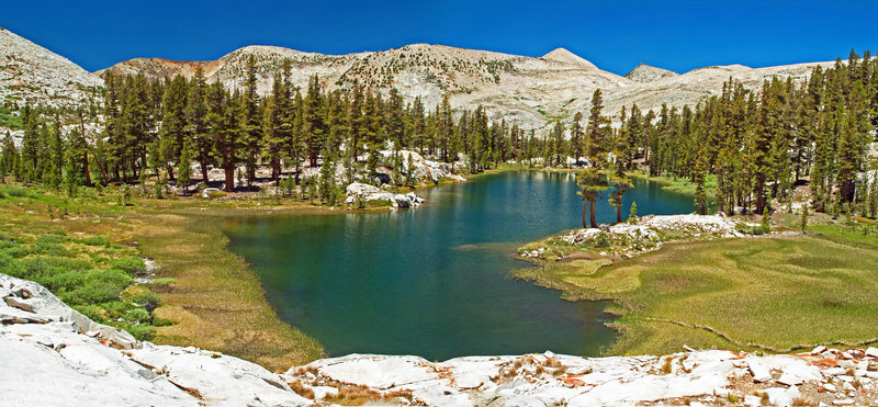 4th Lake at elevation 10,100. Blue Canyon is exciting only if you venture beyond the official end of the trail. This is not difficult.