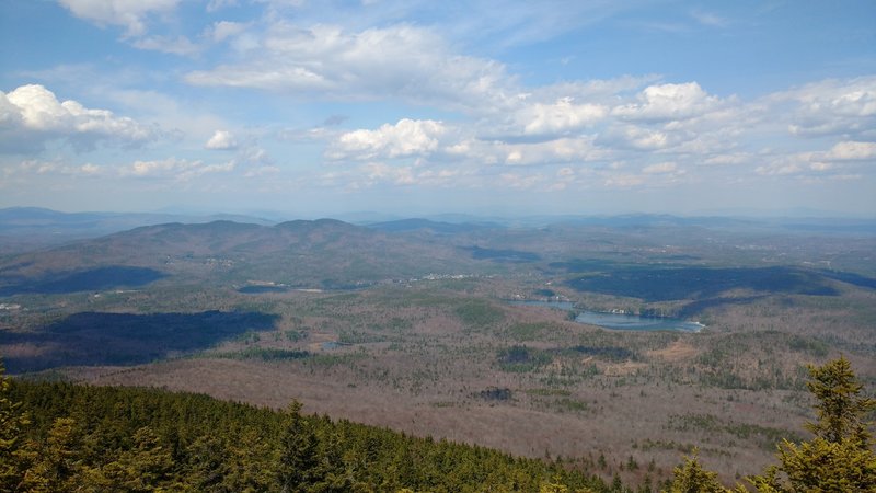 Springtime views are great from the Barlow Trail of Ragged Mountain and Bradley Lake. Proctor Academy is visible as well.