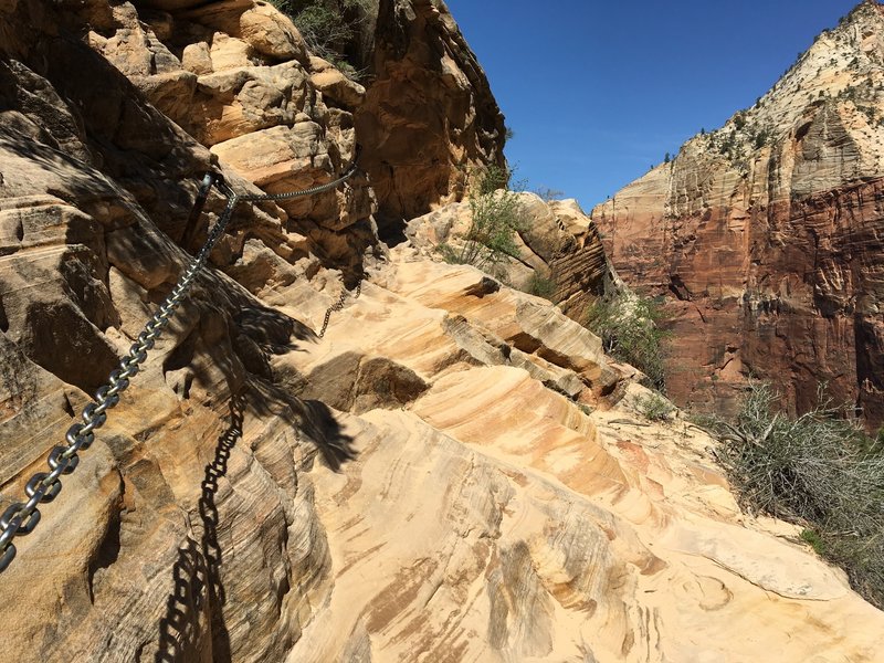 This passage on the Hidden Canyon Trail looks scarier than it is.