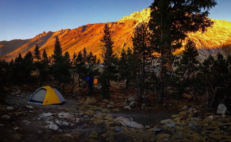 Camps at Spring Lake look toward Black Rock Pass.