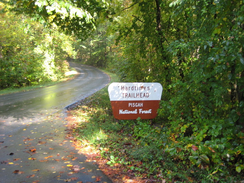 The sign for Hardtimes Trailhead located off of Wesley Branch Road.