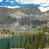 The 4th Big 5 Lake is in the foreground. The 5th is barely visible at base of cliffs in the background. The basin is spectacular and uncrowded.