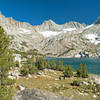 Lowest of Baboon Lakes. An off-trail route goes to Sunset Lake via the canyon seen at the end of the lake