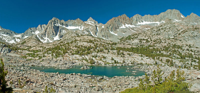 Topsy Turvy Lake and the Sierra Crest. This is only about half of the full panorama.