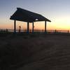 The covered picnic table at the top. There is a great view from this location.