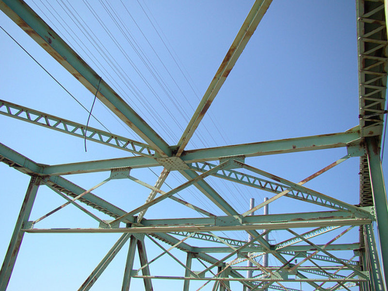 Trusses on the old Surf City swing bridge as you cross onto Topsail Island in Surf City, NC.