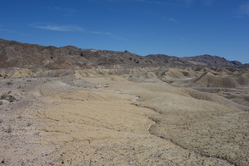 Washes trickle down from Split Mountain.