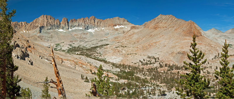 This is Kaweah Basin as seen from the north end of Red Spur Lakes Plateau. Picket Creek Basin can be seen on the extreme right.