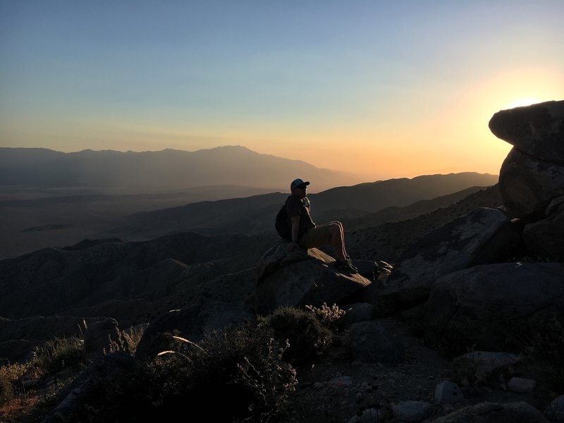 The sun sets over Keys View.