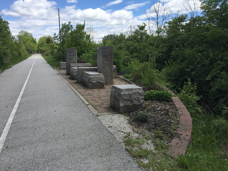 A memorial is located on the B&O Trail (East).