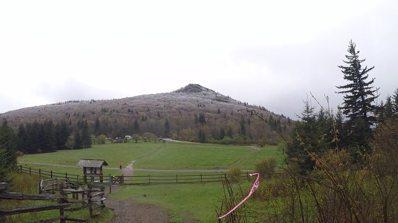 Enjoy a pleasant view of Haw Orchard Mountain from Massie Gap.