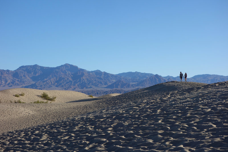 A couple hikes the Mesquite Sand Dunes.