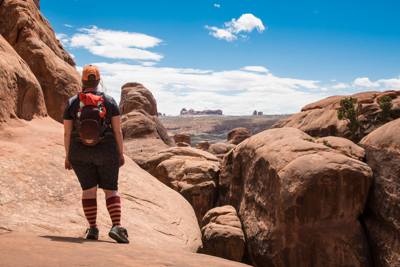 Ashley takes in the dramatic view that surrounds the Fiery Furnace.