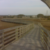 Enjoy pleasant views looking back toward Soundside Park and the mainland from the boardwalk.