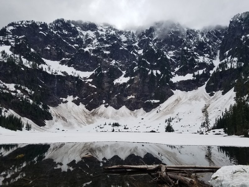 Lake TwentyTwo surrounded by snow.