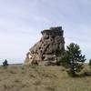 Sandstone formations dot the Sunset Loop Trail in Medicine Rocks State Park.