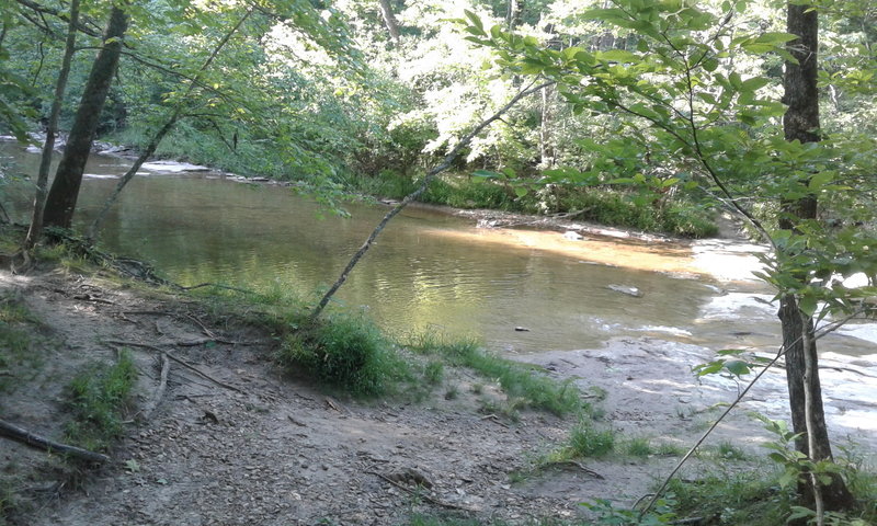 The trails fork at Gans Creek. If you're doing the Shooting Star Loop, do not cross. Crossing here connects to the Wagonwheel Trailhead.