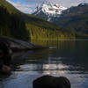 Johnson Peak glimmers on the surface of Packwood Lake in the late afternoon light.