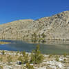 Division Lake lies just beneath Blackcap Mountain on the left and Blackcap Pass, the low point to the right of the mountain.