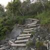 The less substantial steps to the beach can be muddy and steep.