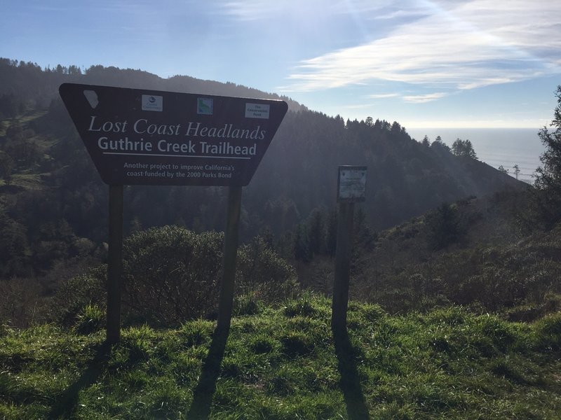 Guthrie Creek Trailhead is marked by this huge sign.