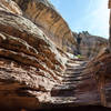 This is the slickrock chute leading to the canyon floor.