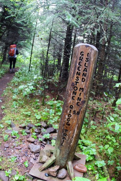Great trail markers help you find your way at the Greenstone Ridge Trail junction.