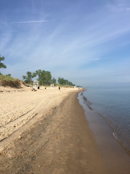 The trail runs right along the shore of the big lake.