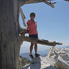 A hiker hangs out at Ontario Peak.