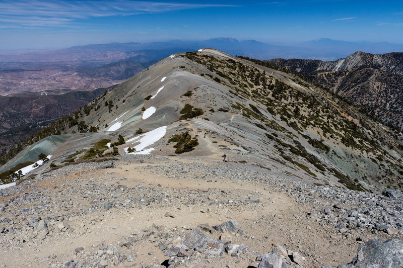 The final ascent to Mt. Baldy up the Devil's Backbone Trail.