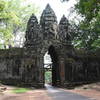 Looking north at the North Gate of Angkor Thom.