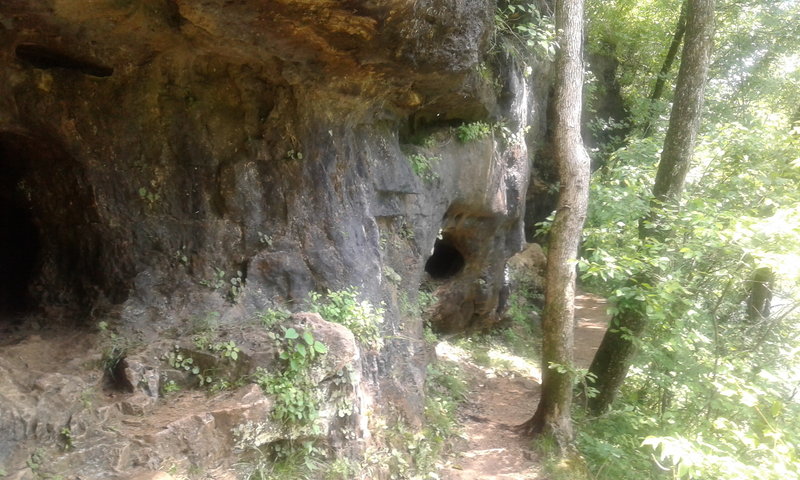 Cool rock formations follow you along Spring Branch.