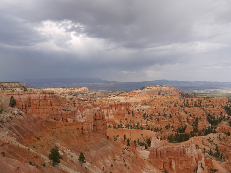 Storm clouds east of Bryce Canyon and the Rim Trail.