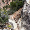 A 15-foot crack just below the rim that you'll have to climb up with the rope.