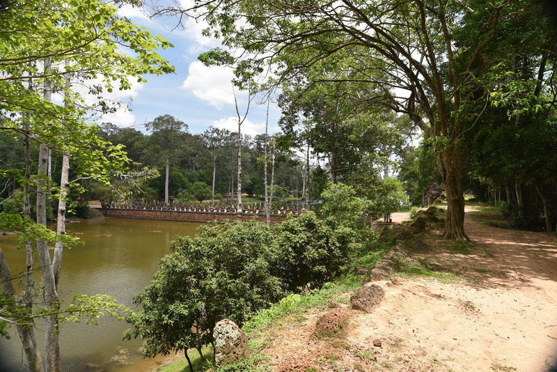 Approaching the South Gate on the Angkor Thom Wall Trail.