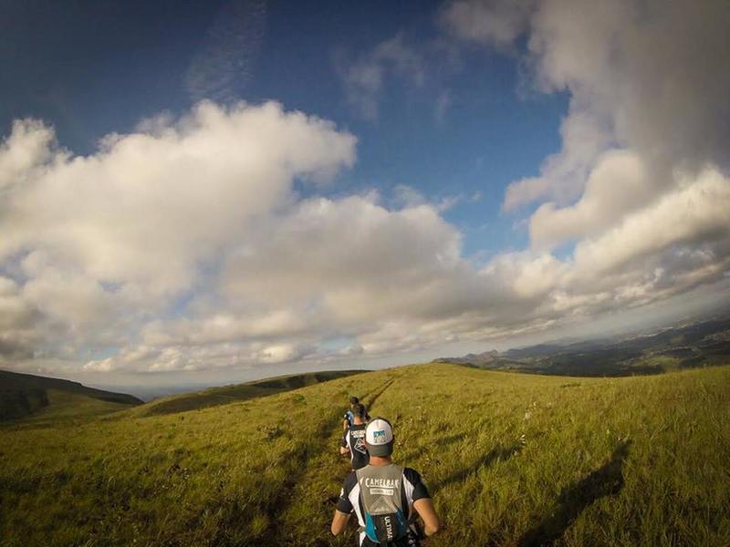 The singletrack crosses the hill.