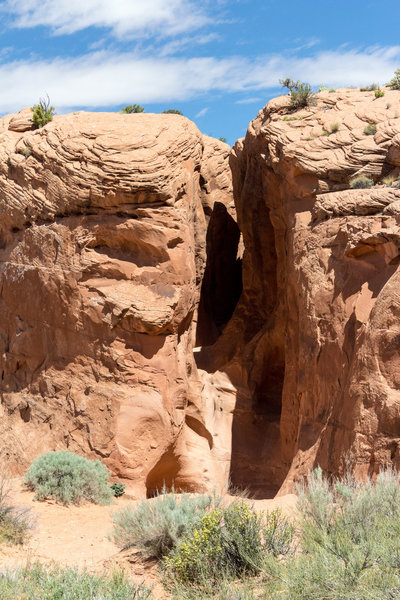 Getting into Peek-a-boo Gulch from the bottom requires some climbing skill.