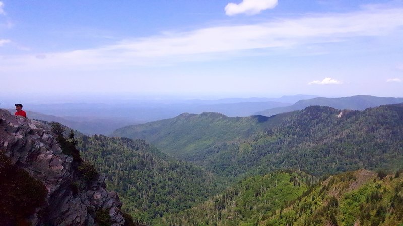 View from the trail by a rock outcropping.