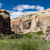 Toward the waterfall, the canyon narrows.