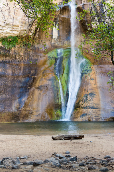 Lower Calf Creek Falls and its impressive colorful alcove.