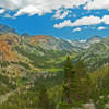 Look up at Goddard Canyon from the Hell for Sure trail. Peter Peak and Mt McGee on the left and Mt Goddard in the distance.