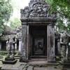 Looking down a dark corridor from the Preah Khan Trail.