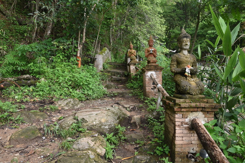 Stone steps and statues make an interesting climb as you approach the monastery.