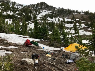 It's hard to avoid camping in the snow in the early summer.