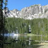 East Trampas Lake glimmers in the afternoon sun.