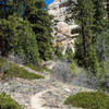 The heart of the canyon is confined by tall sandstone walls.