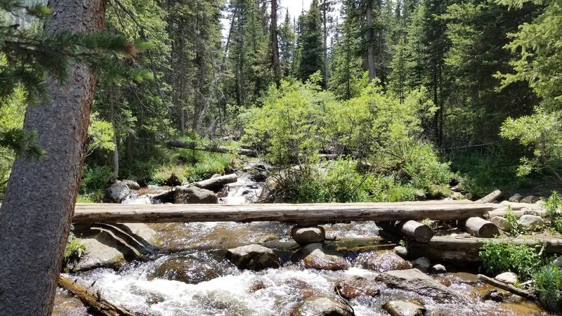 Crossing the creek is made much easier by this convenient bridge.