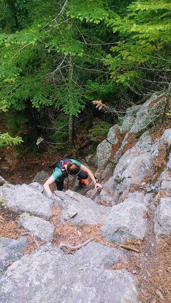 A bit of rock crawling to get to Moat summit.