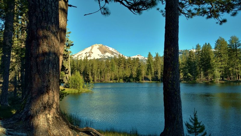 Enjoy the view looking across Reflection Lake to snow-covered Mt. Lassen and nearby peaks.